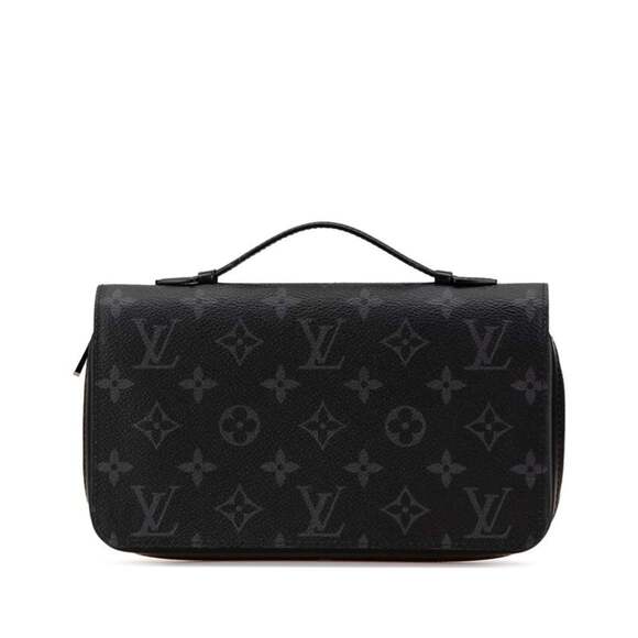 Louis Vuitton Monogram Eclipse Zippy XL Round Long Wallet M61698 Black PVC Le...